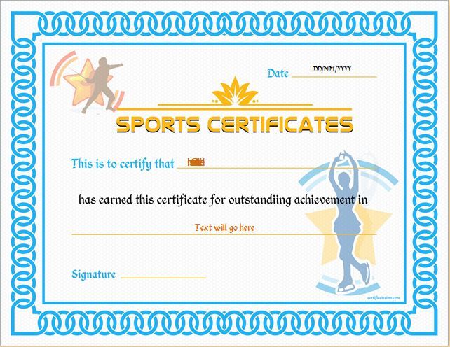 Blue printable sports certificate template Teachers Resources