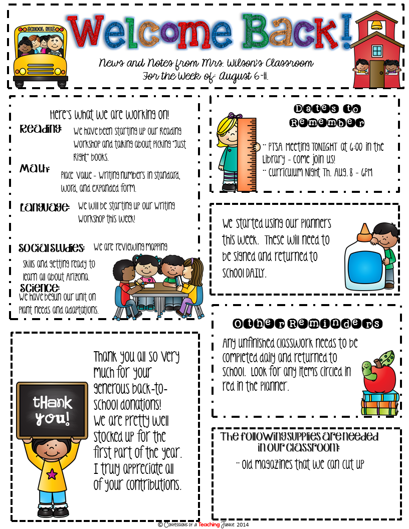 Back to School Newsletter Templates teachers Resources