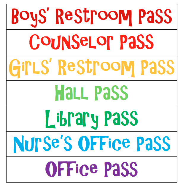 School Hall Pass Templates Teachers Resources