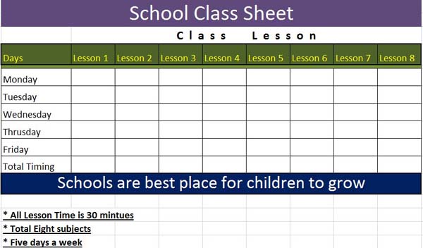 School-Class-Excel-Template