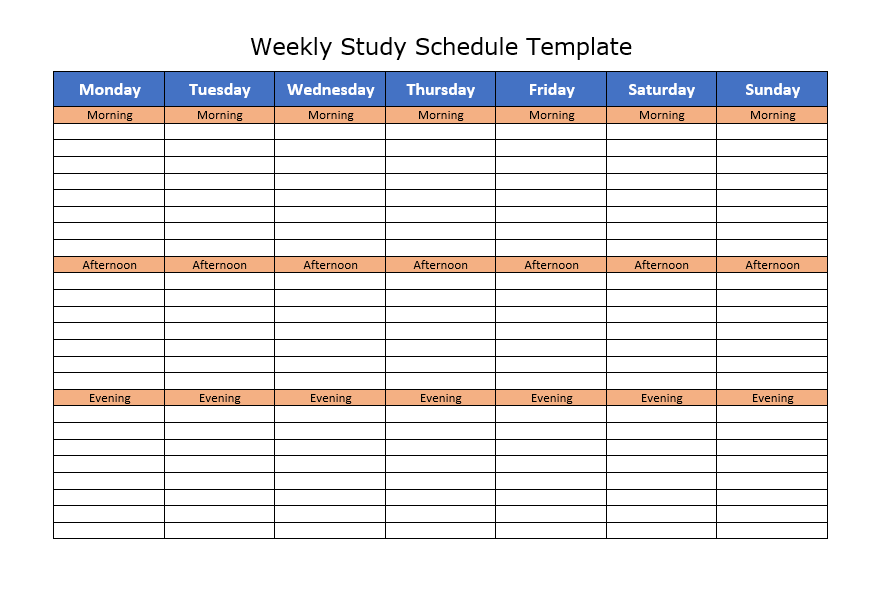 Study Timetable Excel Template