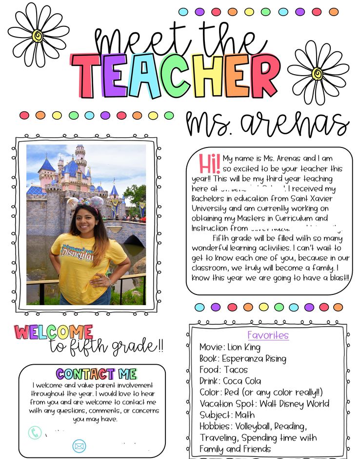 Printable Meet The Teacher Template Teachers Resources