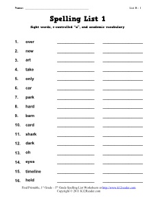 Spelling-WordList-week-1-worksheet