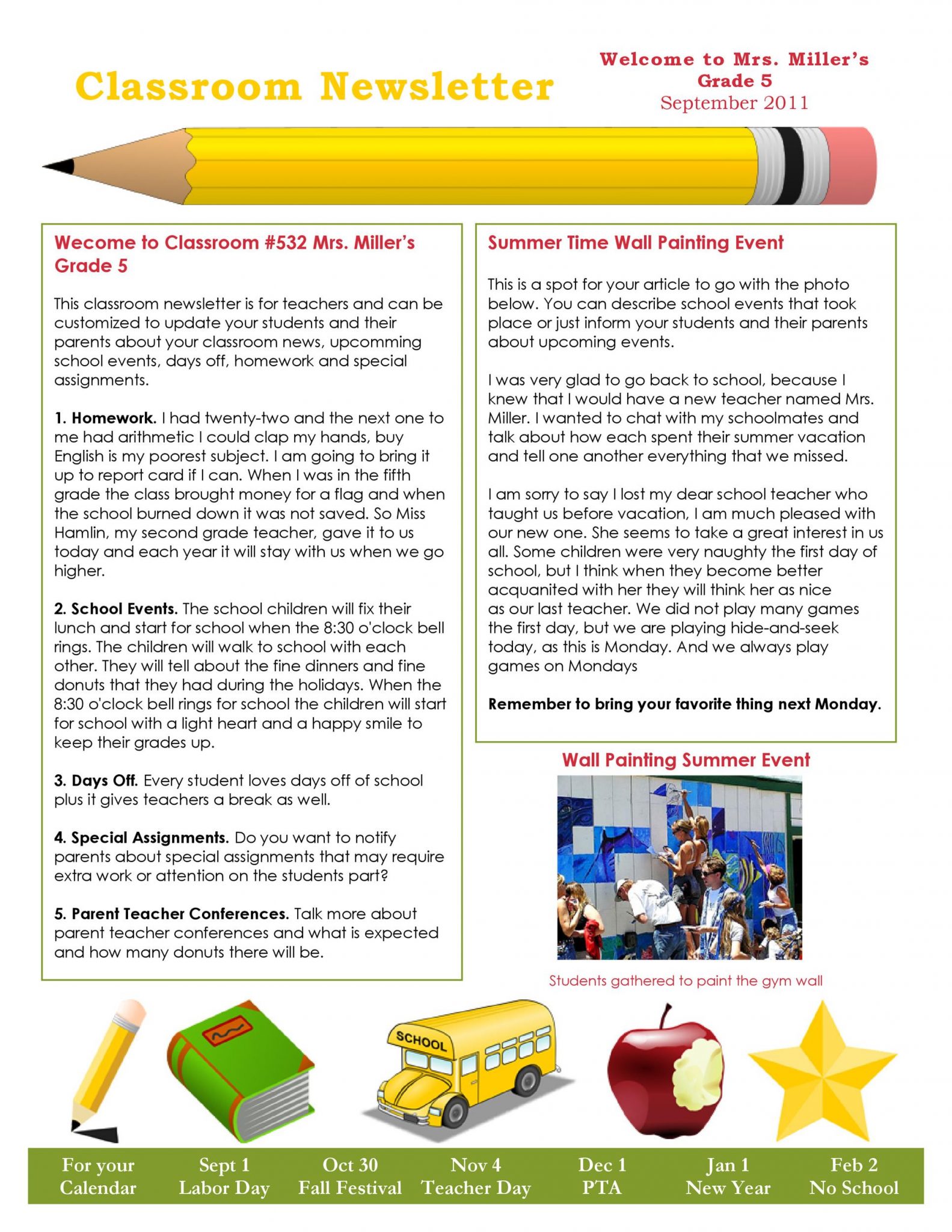 Middleschool Printable School Newsletter Template Teachers Resources