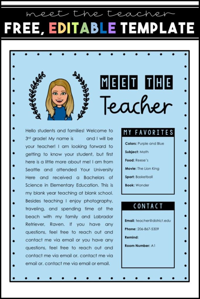 Printable Meet The Teacher Template | teachers Resources