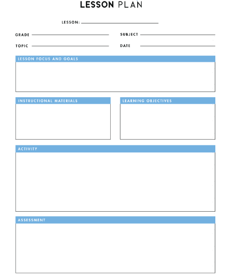 lesson plan template- document print out